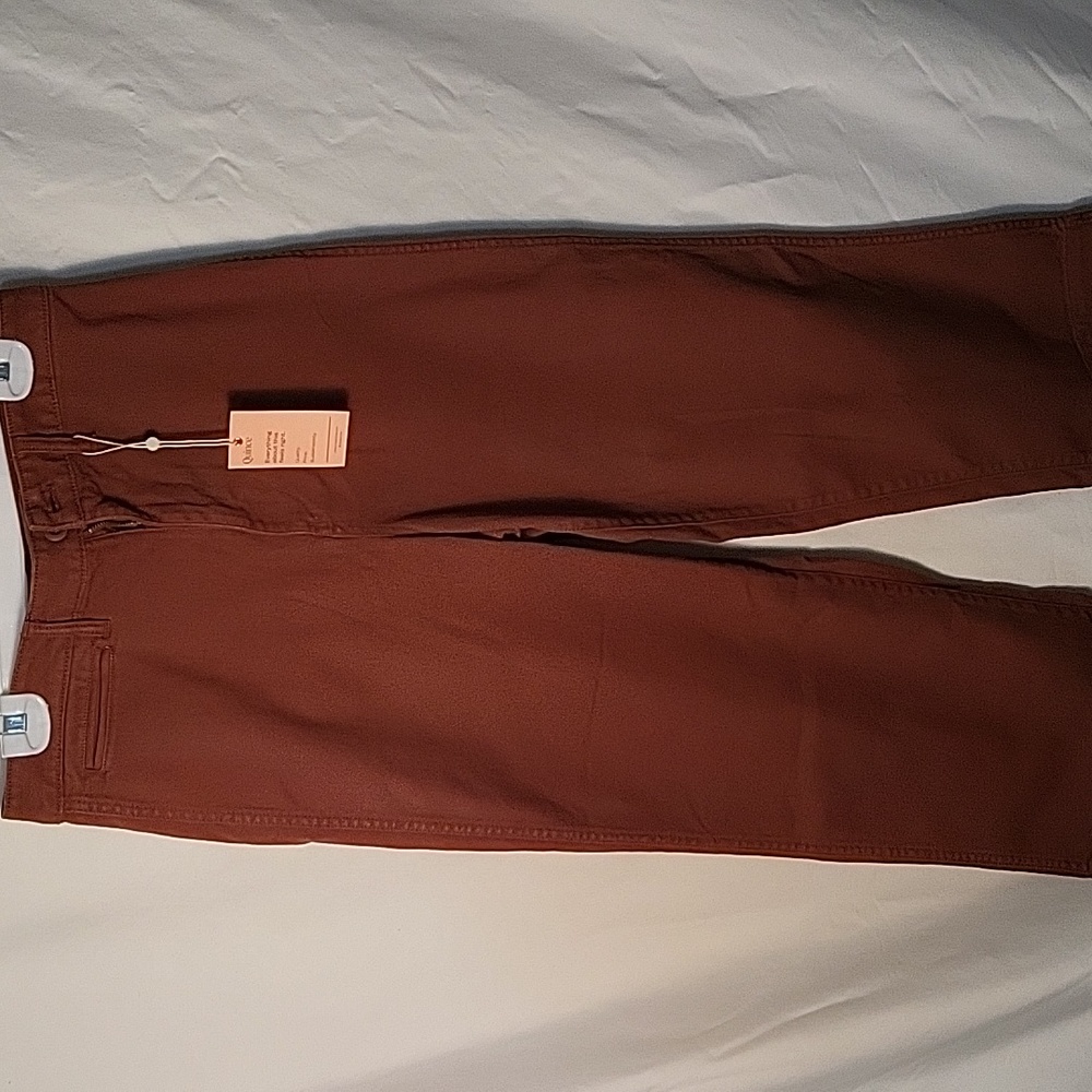 Organic Stretch Cotton Twill Straight Leg Cropped Pants - Picture 2 of 8